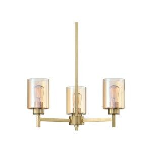 Lighting 3 Light Chandelier Classic Ceiling Pendant Clear Glass Brushed Bronze